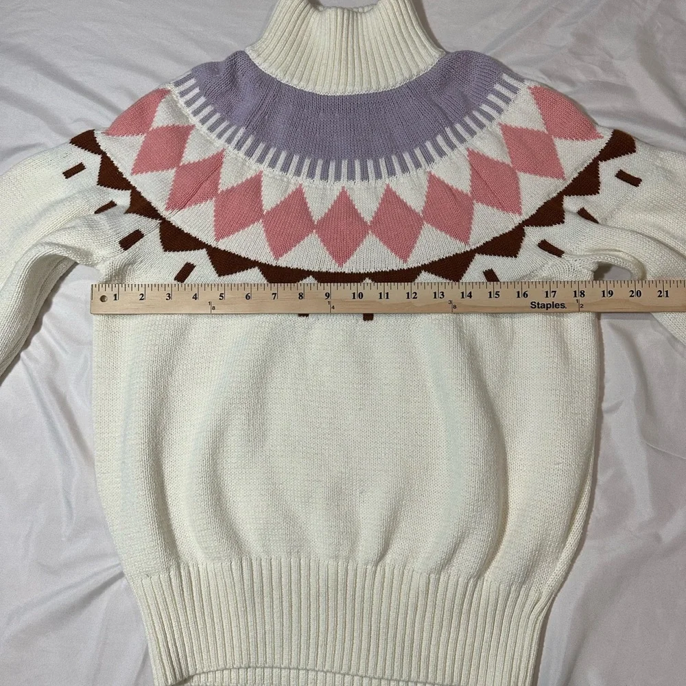 Free Assembly Cream Sweater with Pink and Purple Patterns- Cotton & Wool - Picture 6 of 15